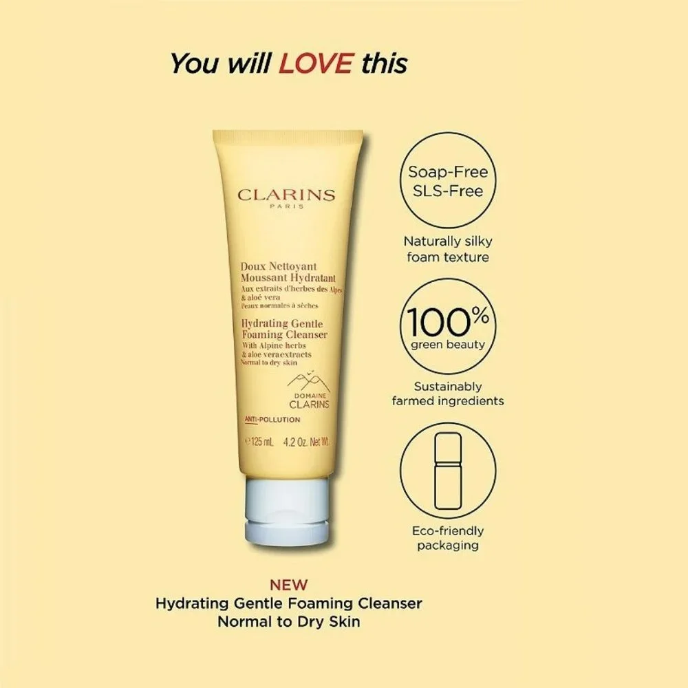 **5/$25** BEAUTY – CLARINS Hydrating Gentle Foaming Cleanser